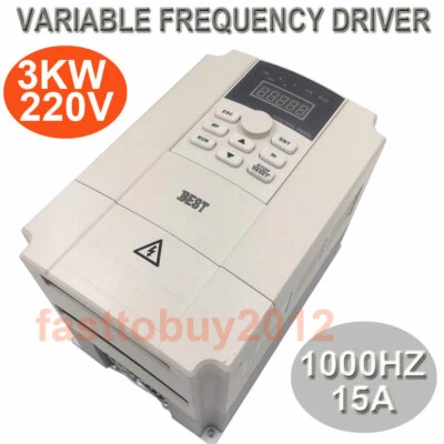 3KW VFD Inverter 220V 15A Variable Frequency Driver 4HP 1000HZ for Spindle Motor - Image 1 of 4
