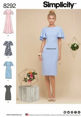SIMPLICITY 8292 MISSES & PETITE DRESSES Sewing Pattern Sizes 6 - 14 & 14 - 22 - Image 1 of 4
