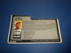 GI/G.I. JOE FILE CARD - OUTBACK - Hasbro vintage - Picture 1 of 3