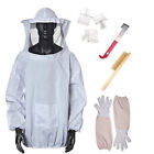 8* Beekeeper Suit Bee Jacket Smock Veil Gloves Bee Hive Brush J Hook Clips Set