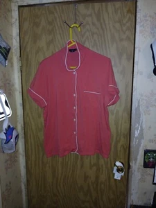 J.Crew Pajama Button Up Top Womens Plus 2X Short Sleeve Sleepwear Breast Pocket - Picture 1 of 15