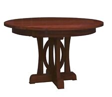 Amish Art Deco Round Pedestal Dining Table Solid Wood 42", 48", 54",60", 72"