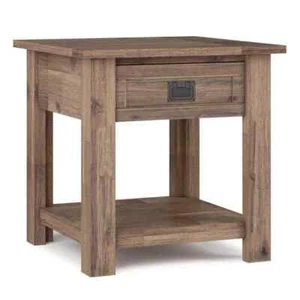 USA,Monroe 22 in. W Rustic Natural Aged Brown End Table - Picture 1 of 7