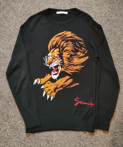 Authentic GIVENCHY Paris Unisex Leo Knitted Jersey Sweater Black Size L - Picture 1 of 14