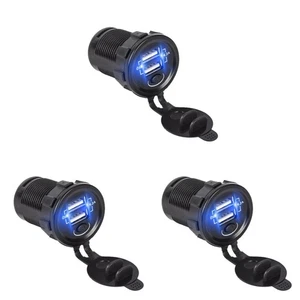 3 Stück Dual USB Ladegerät Buchse Auto Ladegerät für Auto Boot Marine ATV LKW Motorrad - Bild 1 von 12