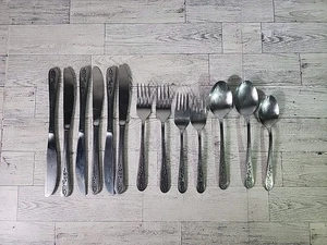 13 Stanley Roberts Rogers Floral Mist Stainless Flatware Vintage Korea Lot - Picture 1 of 5