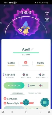 Pokemon Go Legendary Shiny Azelf  - Image 1 of 2