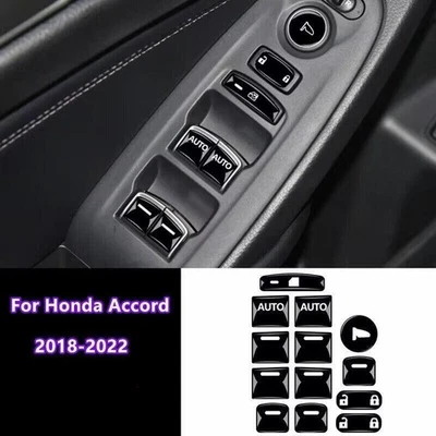 13X Cubierta de moldura de botón de interruptor de bloqueo de elevación de ventana de goma para Honda Accord 2018-2022 Foto 1 de 2
