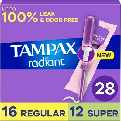 Tampax Tamponi Radianti Assortiti in Plastica Senza Profumo 28 Pezzi - Immagine 1 di 4