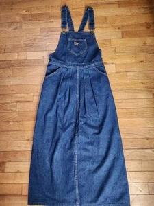 Vintage OshKosh Size 6 Cotton Vestbak 80s Front Pleated Denim Overalls Dress - Picture 1 of 10