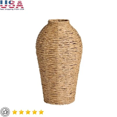 Jarrón de piso tejido de gran tamaño de pastos marinos exhibición decorativa plantas secas nuevo Foto 1 de 4