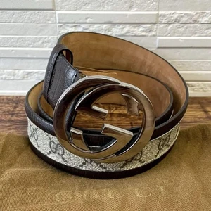 Cinturón Gucci GG Supreme con hebilla entrelazada en cuero 32 pulgadas - Imagen 1 de 24