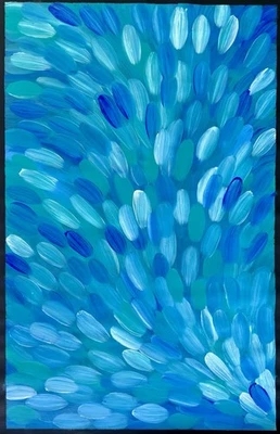 GLORIA PETYARRE, Arte Aborigen Altamente Coleccionable, Hojas Medicinales, 150 x 100 cm Foto 1 de 3