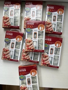 KISS SHORT SQUARE 100 FULL COVER NAILS Bonus + 100 Nails 20019 100PS14WM Lot/8 - Picture 1 of 5