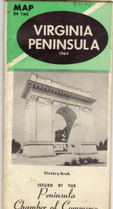 1964 Karte der Virginia Peninsula Ausgaben der Handelskammer, Nizza, L@@K - Bild 1 von 8