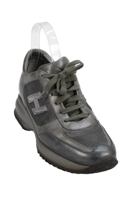 Hogan женщин на шнуровке кожи резиновая подошва тренер кроссовки серебро размер 8 - Изображение 1 из 4