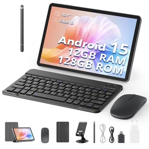 Tablette Android 15 avec Clavier Stylet Souris et Etui Tablette 10 Pouces 12 ... - Photo 1/8