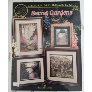 Cross My Heart Secret Gardens Cross Stitch Patterns Cherub, Pond, Gazebo, Rose - Picture 1 of 3