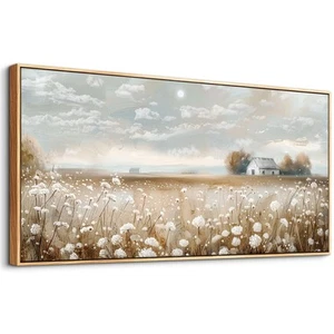 Large Wall Decor Canvas Painting Wall Art For Living Room Decor White Flowers... - Picture 1 of 6