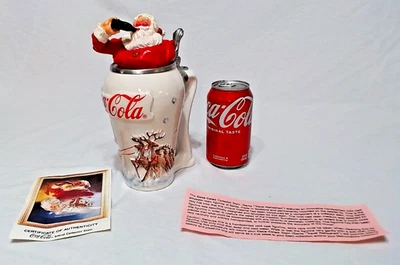 1993 LTD ED COCA COLA SANTA "TRAVEL REFRESHED" LIDDED STEIN 8-3/4", COA, GERMANY - Image 1 of 4