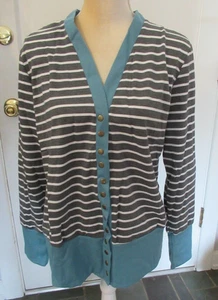 Women’s Striped snap Front Lightweight Knit Cardigan Sweater sz XL - Picture 1 of 3