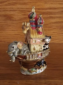 Ciel Collectables Trinket Box Hinged Magnetic Noahs Ark Enamel Jeweled 3.5x2.5" - Picture 1 of 10