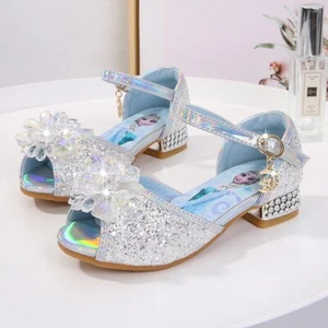 Kids Girls Ice Queen Princess Party Sequins Crystal Glitter Fancy Dress Sandals - Picture 1 of 45