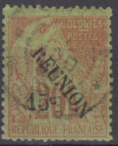 REUNION : TYPE ALPHEE DUBOIS SURCHARGE 15c N° 30 OBLITERATION LEGERE - Picture 1 of 2