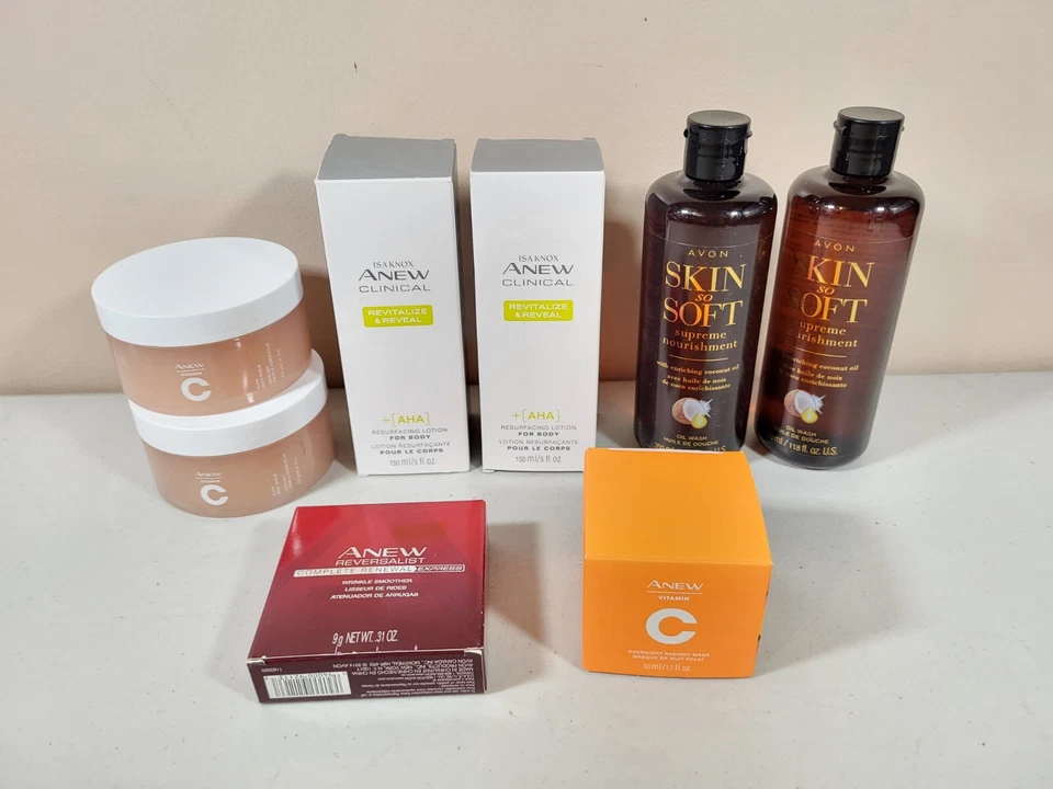 Lot of 8 Avon ANEW Products - Lotion, Body Scrub, Mask, Coconut Oil, Smoother - Image 1 of 4