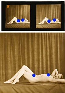 PHOTO STEREO EROTIQUE sur verre NU FEMININ 1900 - 1920 risque nude / 747 - Imagen 1 de 3