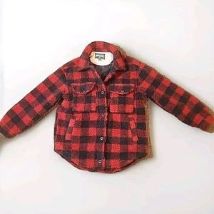 American Eagle Sherpa Fleece Jacket XS Thick Lumberjack Red Plaid - Picture 1 of 12
