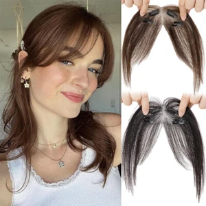 Clip in Bangs-Fake Bangs 100% REMY Human Hair Extensions Fringe Topper Hairpiece - Picture 1 of 27