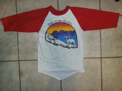 VINTAGE Sportswear High in the Rockies White/Red Baseball Tee Size S 6-8 VTG 80s - Image 1 of 4