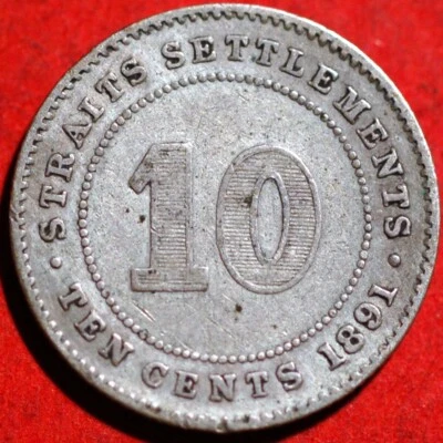 Straits Settlements 10 Cents 1891 Victoria KM# 11 - Image 1 of 2