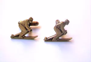 SCIER, gemelli in ottone - Gioielli da uomo Made in USA - sci, gemelli sportivi - Foto 1 di 3
