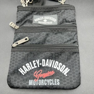 Harley Davidson Crossbody Bag Hip Sling Purse Black Nylon w/ Zippered Pockets - Picture 1 of 12