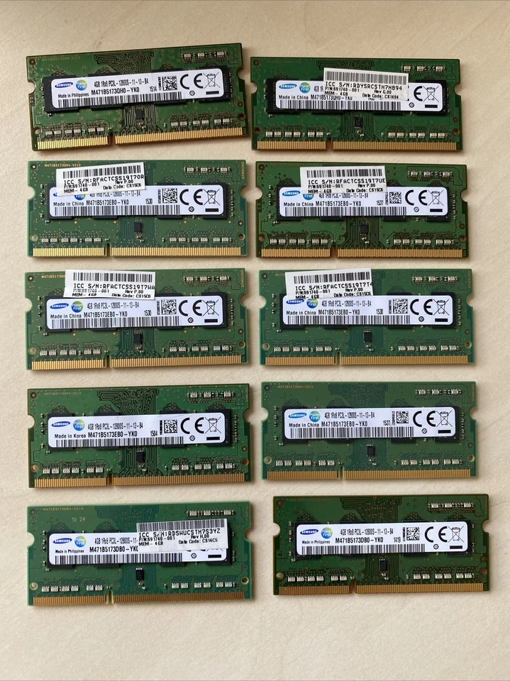 Job Lot Samsung 10 x 4GB DDR3L PC3L-12800S 1600MHz Laptop RAM Memory - Image 1 of 1