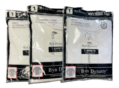 MEN'S WHITE THERMAL BIG SIZES 3 PACK - BYN DYNASTY LIGHTWEIGHT - 3XL-4XL-5XL - Image 1 of 4