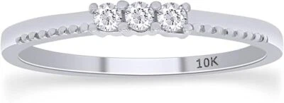 1/10ct Lab Grown Diamond Three Stone Engagement Wedding Bridal Ring In 10k Gold - Image 1 of 4