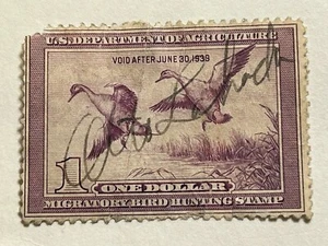 US Federal Duck Stamp, RW5, Used, CV $75..:..:.Corner Missing, Good For A Filler - Picture 1 of 2