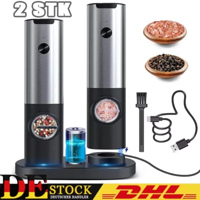 2*Profi Pfeffermühle Elektrische Salz und Pfeffermühle USB Aufladbar Gewürzmühle - Bild 1 von 4
