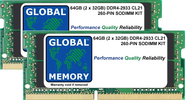 64GB (2x32GB) DDR4 2933MHz PC4-23400 260-PIN Sodimm Memoria Kit Per PC Portatili - Immagine 1 di 1