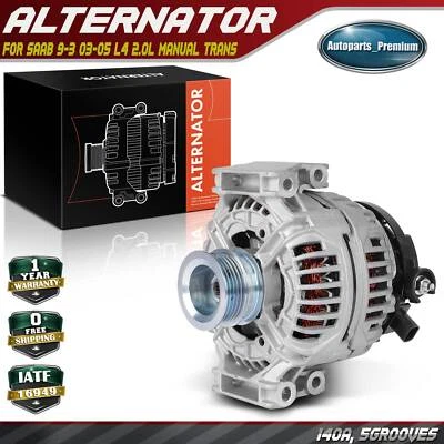 Alternator for Saab 9-3 2003-2005 L4 2.0L 140 A/12 V CW 5-Groove Clutch Pulley - Image 1 of 4