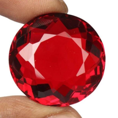 80.50 Ct. Large Hydrothermal Red Topaz Round Cut Loose Gemstone Gift for Women - Image 1 of 4