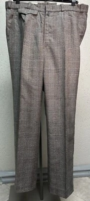 1950s Men’s Grey Glen Check Trousers Pleated Vintage European Wool 36x30 Large - Image 1 of 4