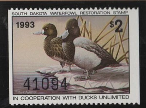 SOUTH DAKOTA : LESSER SCAUP DUCK STAMP 1993 , MINT NH - Picture 1 of 1