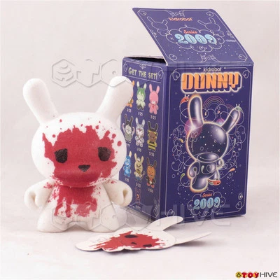 Kidrobot Dunny 2009 Blood & Fuzz flocked figure by Luke Cheuh loose with box - Image 1 of 4