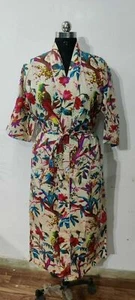 Damen Morgenmantel Übergröße Kleid indisch lang Kimono Print Baumwollkleid - Bild 1 von 4