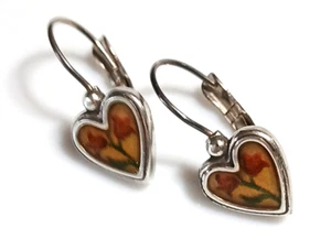 Brighton PICADILLY Flower Heart Leverback Earrings for Pierced Ears - Picture 1 of 3