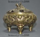 Marked Chinese brass buddhism fengshui dragon lucky statue Incense burner Censer